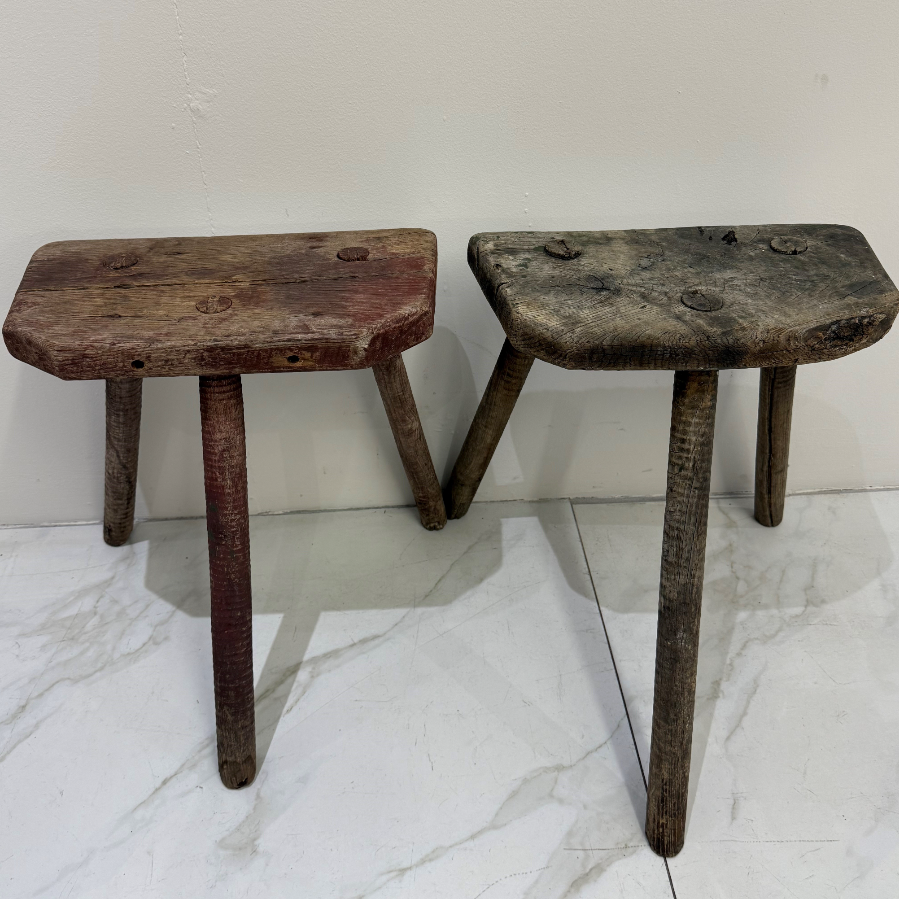Original Pair of Antique Cutler Stools - VIN1144J/1184K