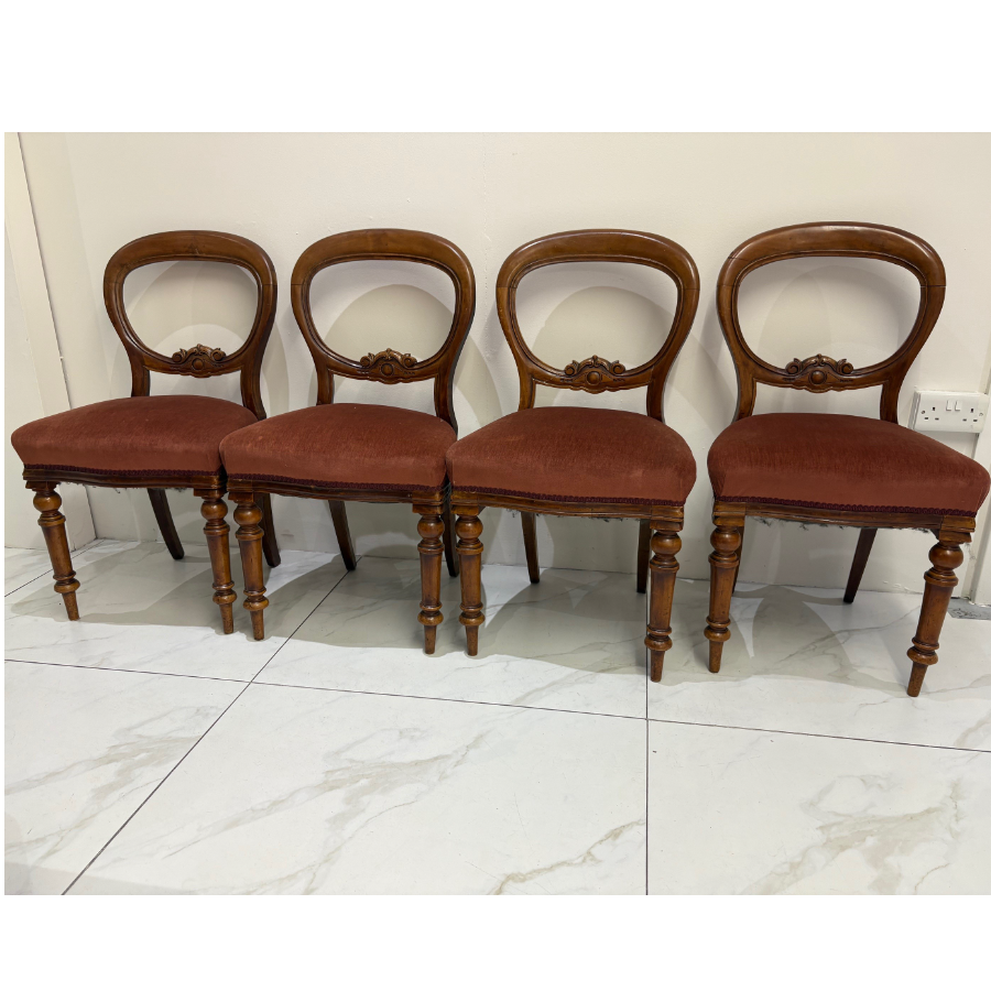Set of 4 Balloon Back Mahogany Dining Chairs - VIN1118Tx2/1016bx2