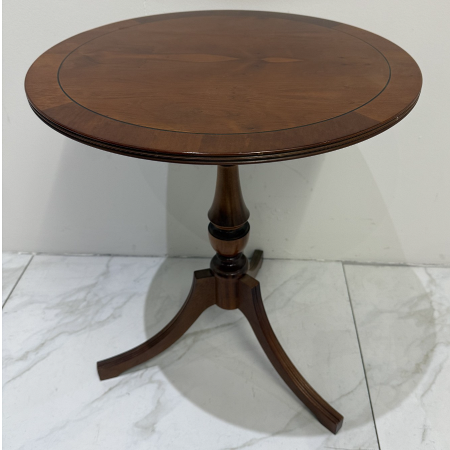Vintage Round Wooden Pedestal Table - VIN599J