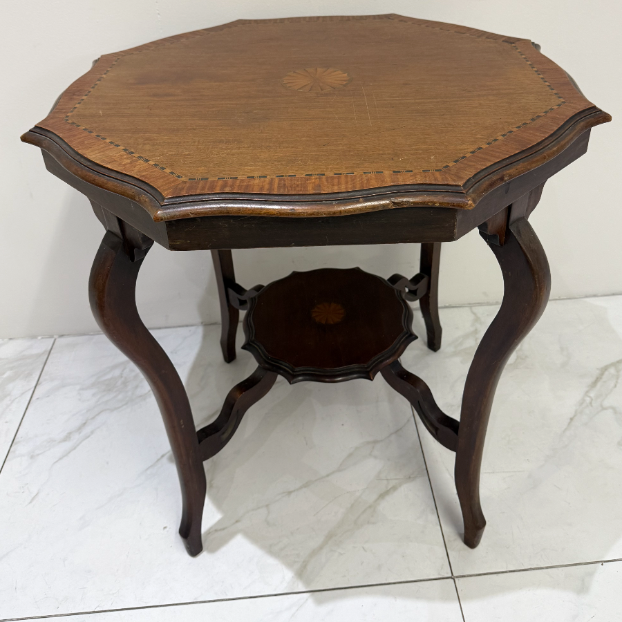 Mahogany Octagonal Inlaid Hall Table with Under-tier - VIN779C