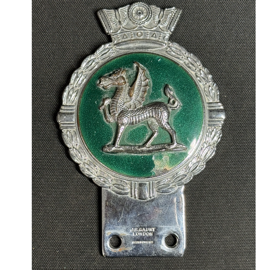 Vintage 1960s JR Gaunt Green Enamel Ireland Car Badge Emblem - VIN1181F