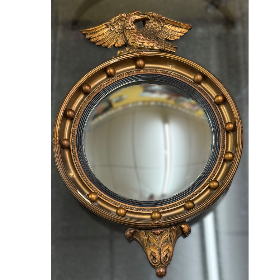 Regency Style Convex Bullseye Mirror with an Eagle Surmount - VIN1063X