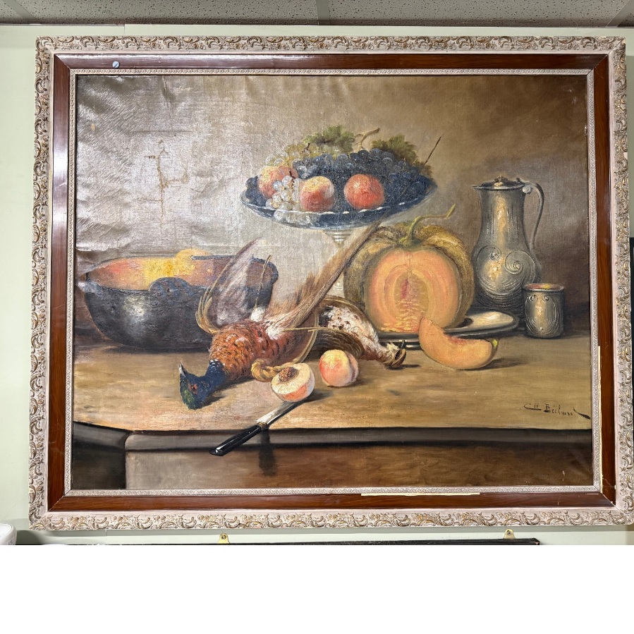 Framed Oil on Canvas signed painting. The painting has previous repaired damage. - VIN733B