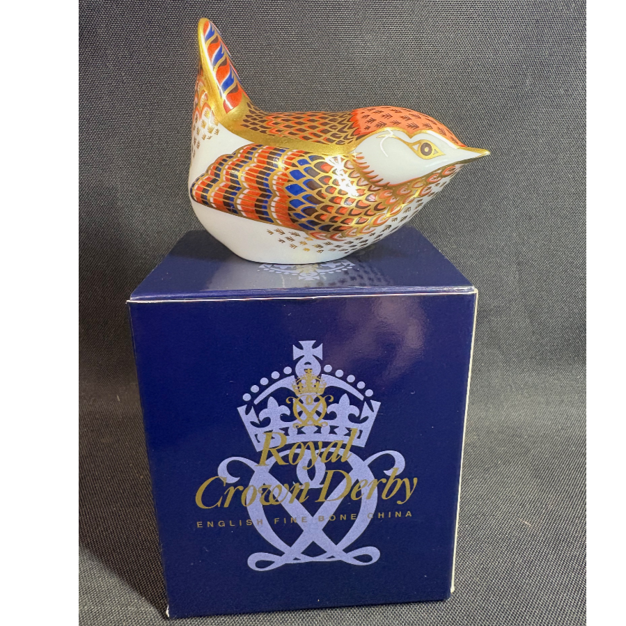 Boxed Royal Crown Derby 'Derby Wren' Paperweight - VIN1188A