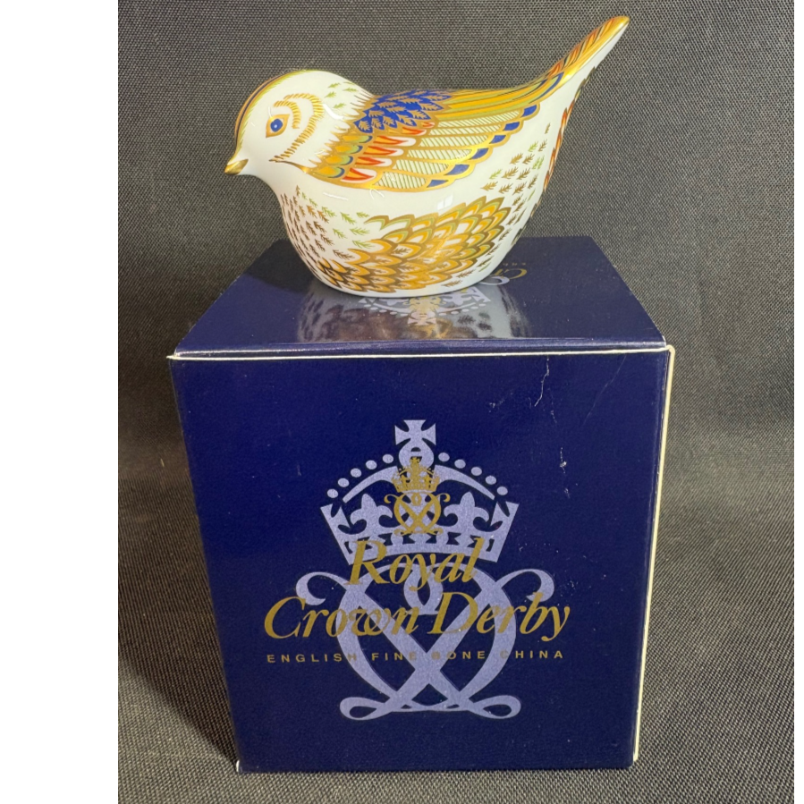 Boxed Royal Crown Derby 'Firecrest' Paperweight - VIN1188A