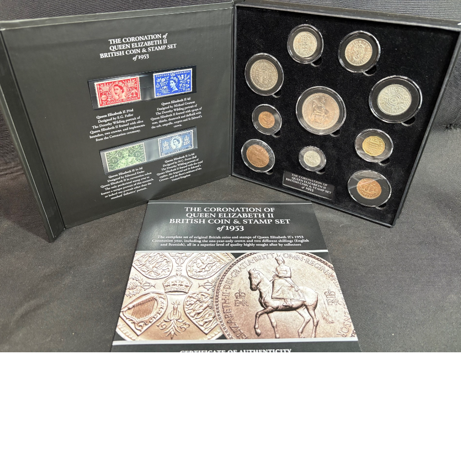 The Coronation of Queen Elizabeth II British Coin & Stamp Set of 1953 - VIN1181T