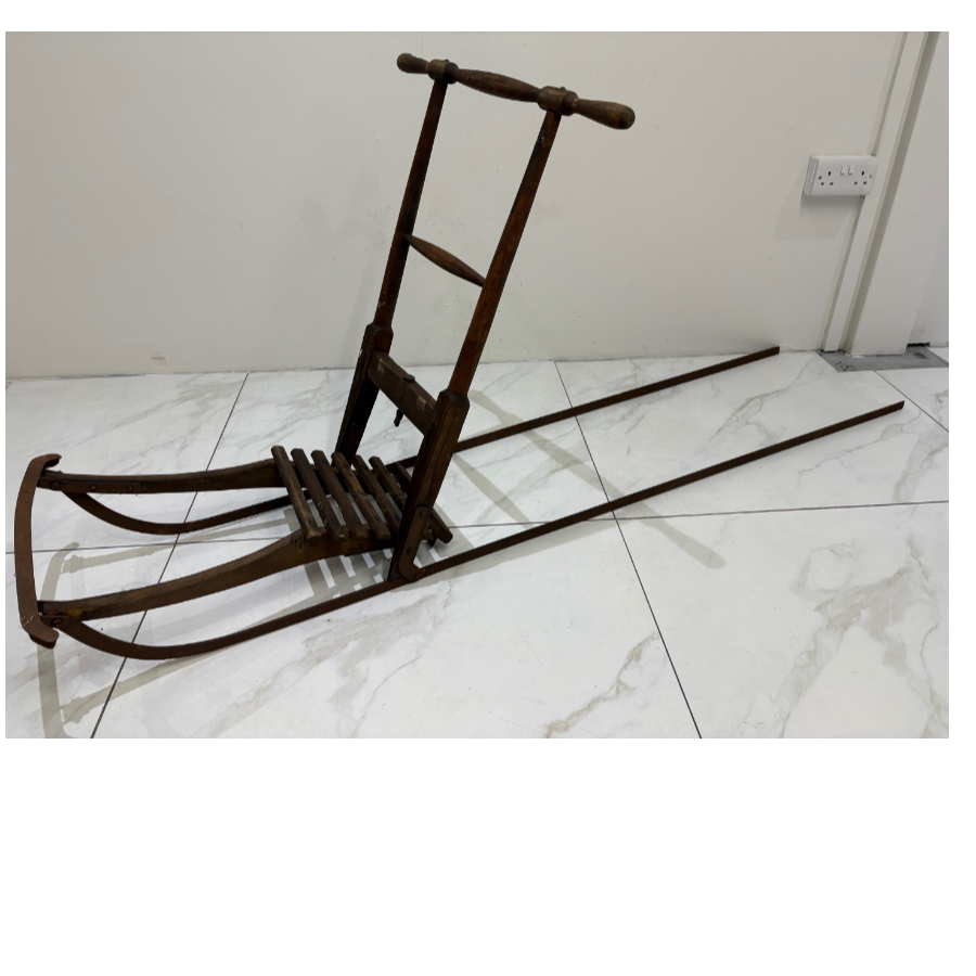 Original Vintage Norwegian Iron Stand-Up Sledge (woodworm treated) - VIN1194E