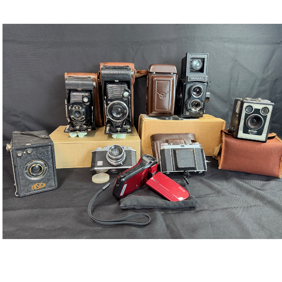 Bundle of 8 Vintage Cameras Including Seagull, Kodak, Ensign & DXG - VIN1176P/O