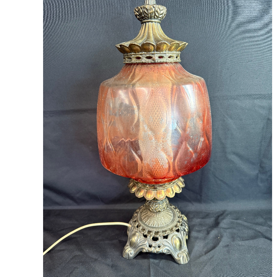 Vintage Cranberry Glass Lamp - VIN1193B