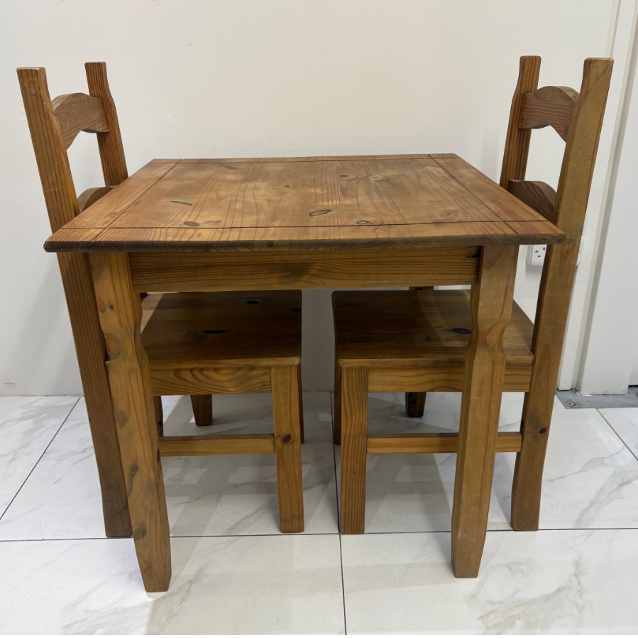Square Wood Dining Table with Two High Back Chairs - VIN1199H
