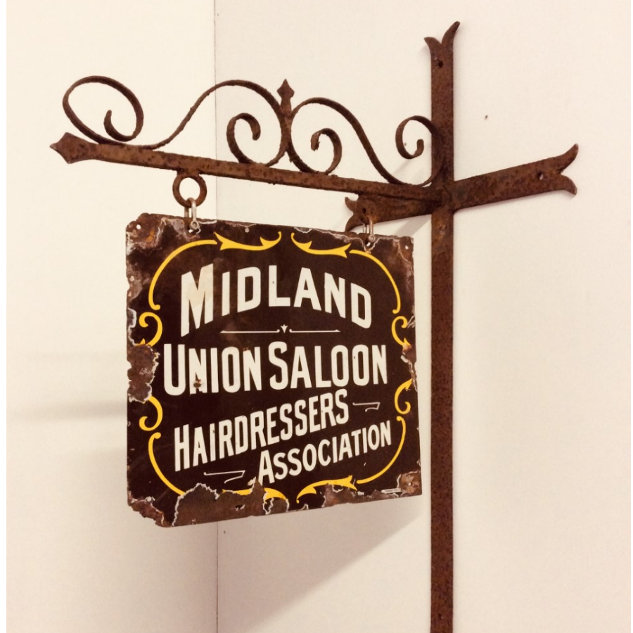 Antique Rare Union Saloon Enamel Sign and Wall Bracket VIN432A