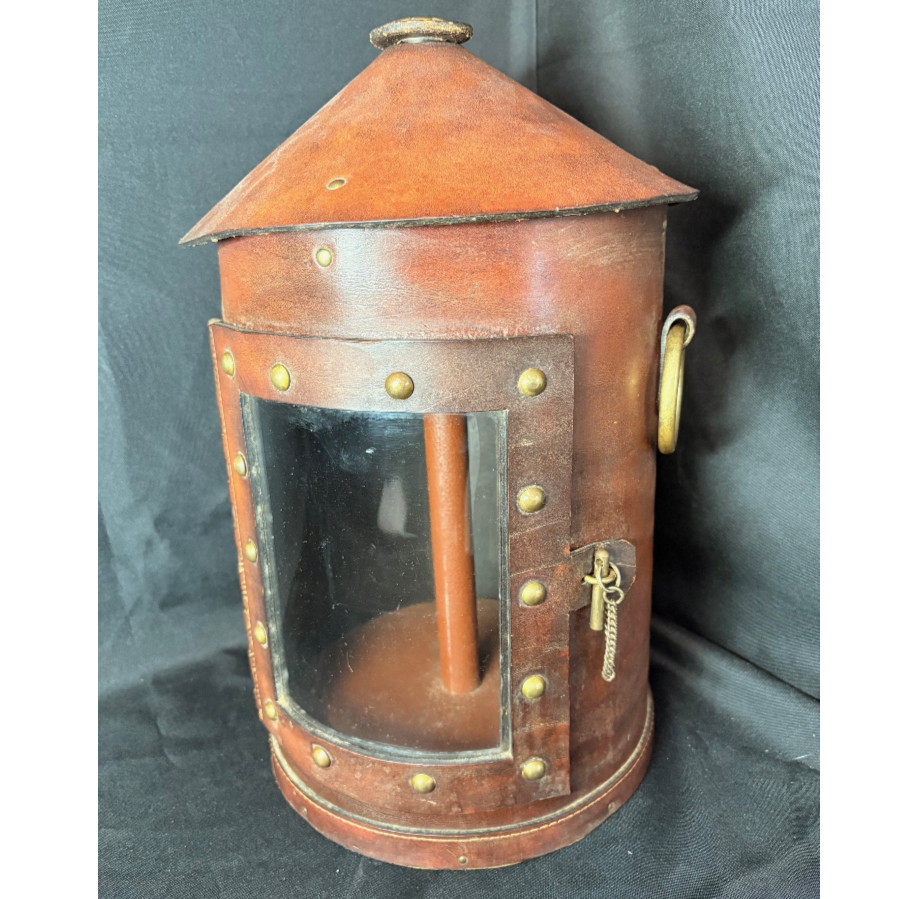 Unusual Brown Leather Case With Brass Detailing - VIN1178B