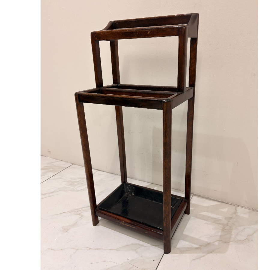 Vintage Oak Stick Stand With Removable Tray - VIN1047L