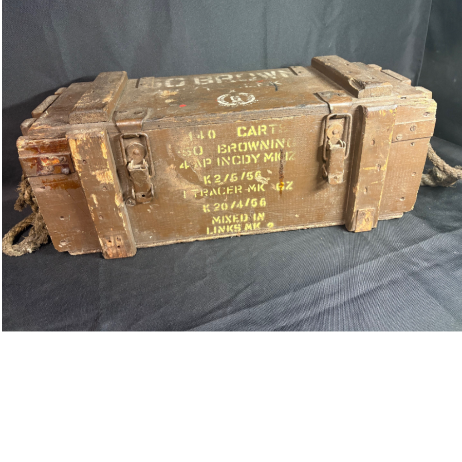 Old Original Military Browning Machine Gun Ammunition Box - VIN1203G