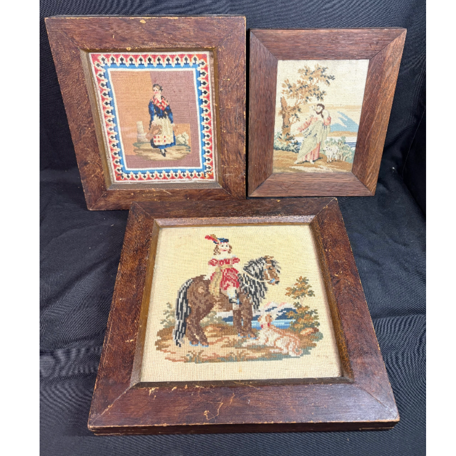 Antique Victorian Framed Needlepoint Tapestry's - VIN1198W