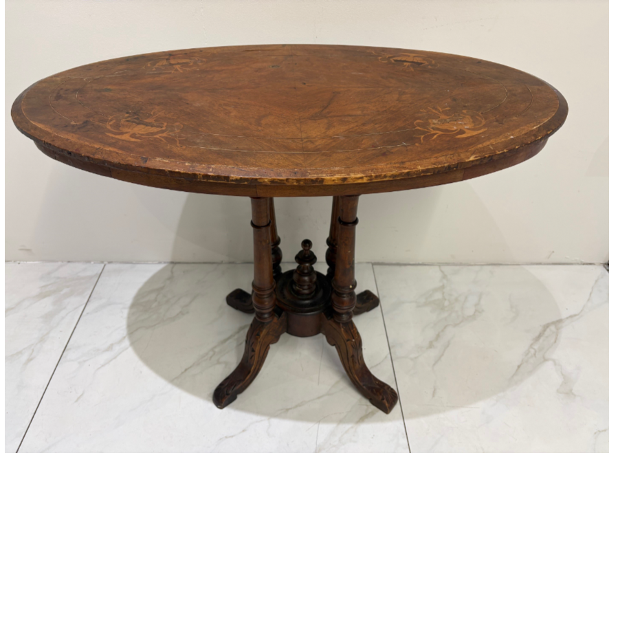 Victorian Walnut Inlaid Loo Table - VIN534L Victorian Walnut Inlaid Loo Table - VIN534L