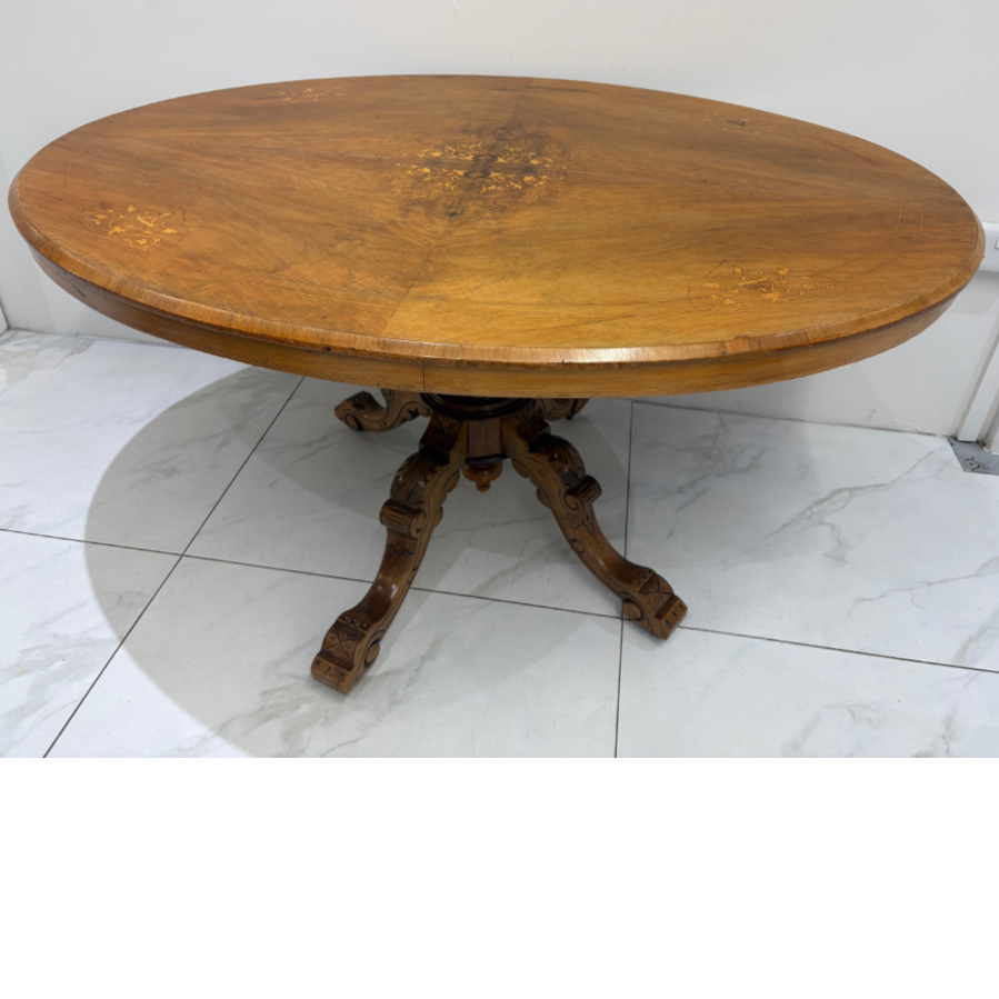 Victorian Inlaid Walnut Oval Table - VIN1176T