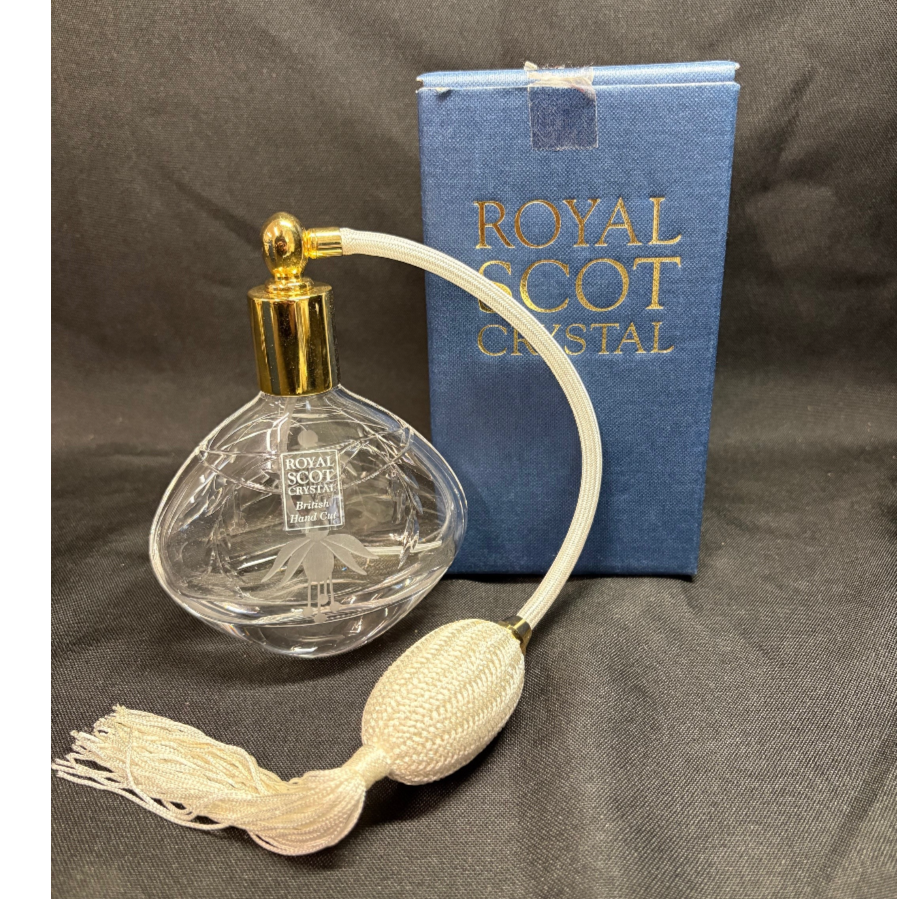 Boxed Royal Scot Crystal Oval Perfume Atomiser - VIN1205D