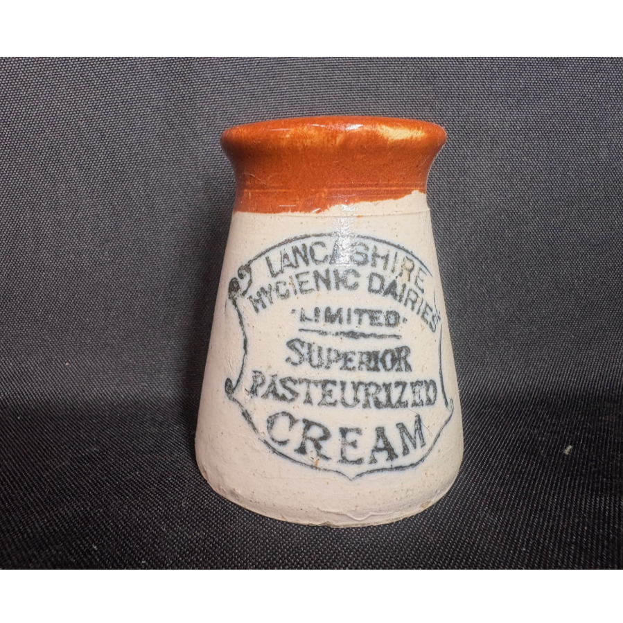 Vintage Lancashire 'Superior Pasteurized Cream' Stoneware Pot