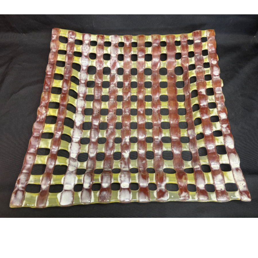 Vintage Fused Glass Lattice Platter - VIN1145S