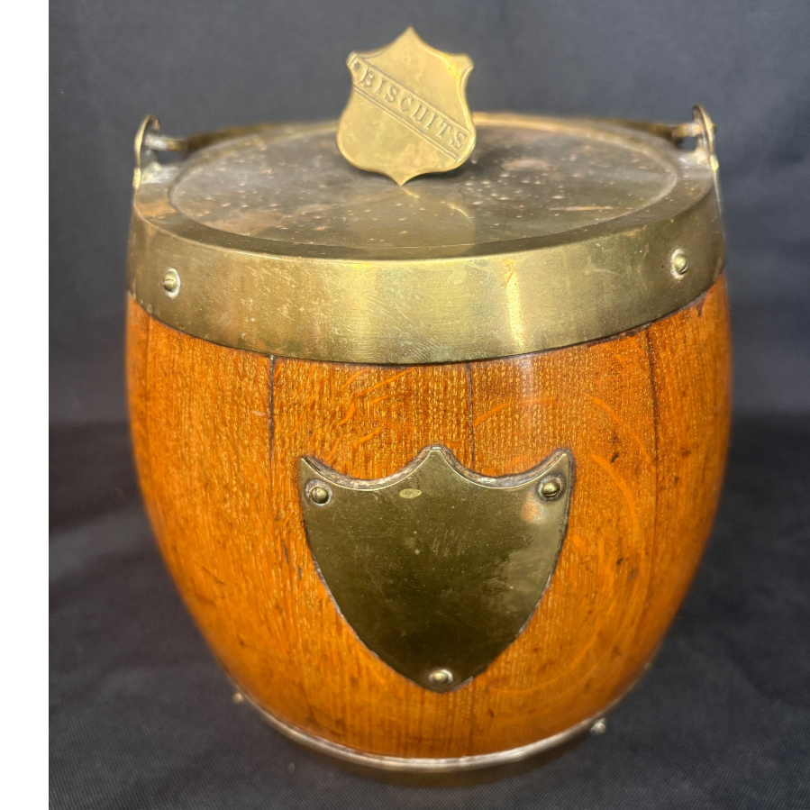 Antique English Oak Biscuit Barrel - VIN1185E