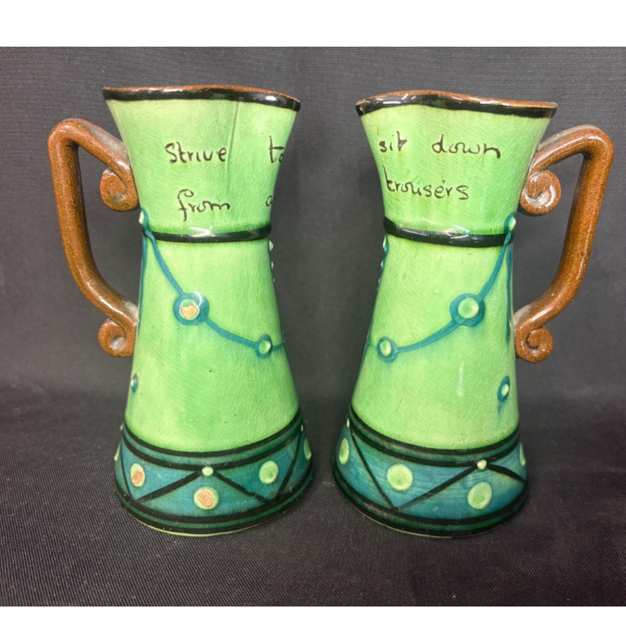 Antique Pair Of Devon Mottoware Jugs - VIN1212F