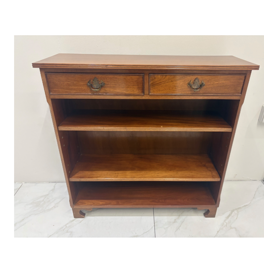 Yew Wood Dwarf Bookcase with 2 Drawers - VIN1217U