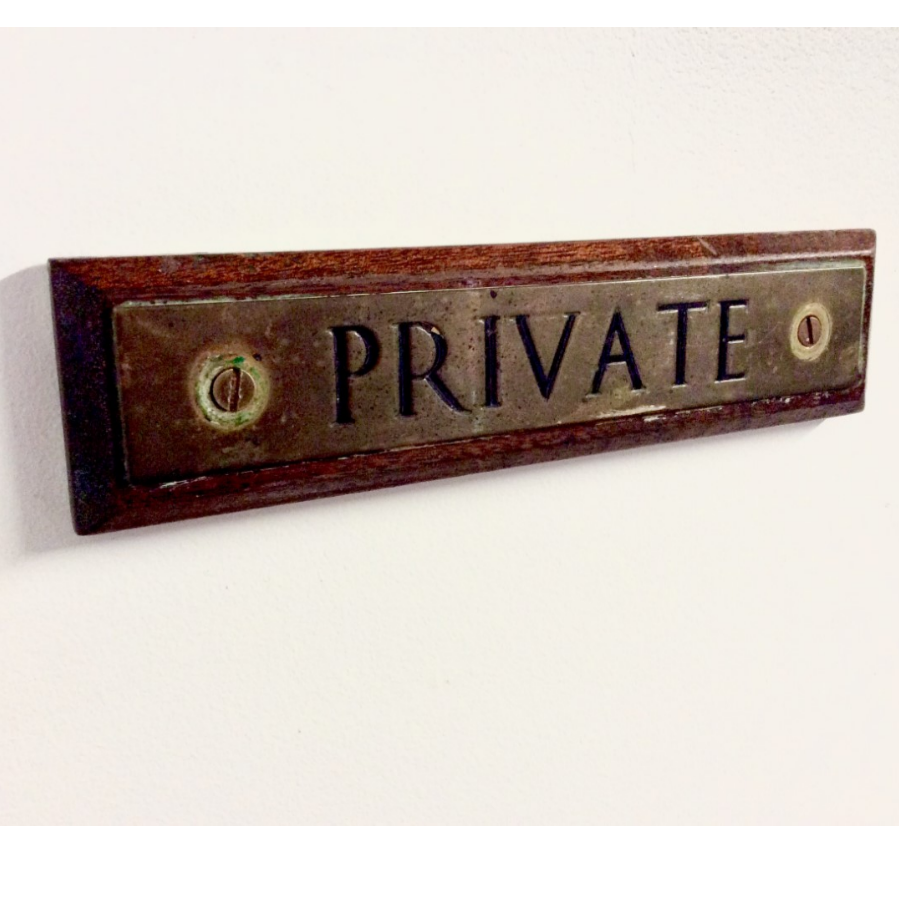 Vintage Private Brass Sign VIN447I