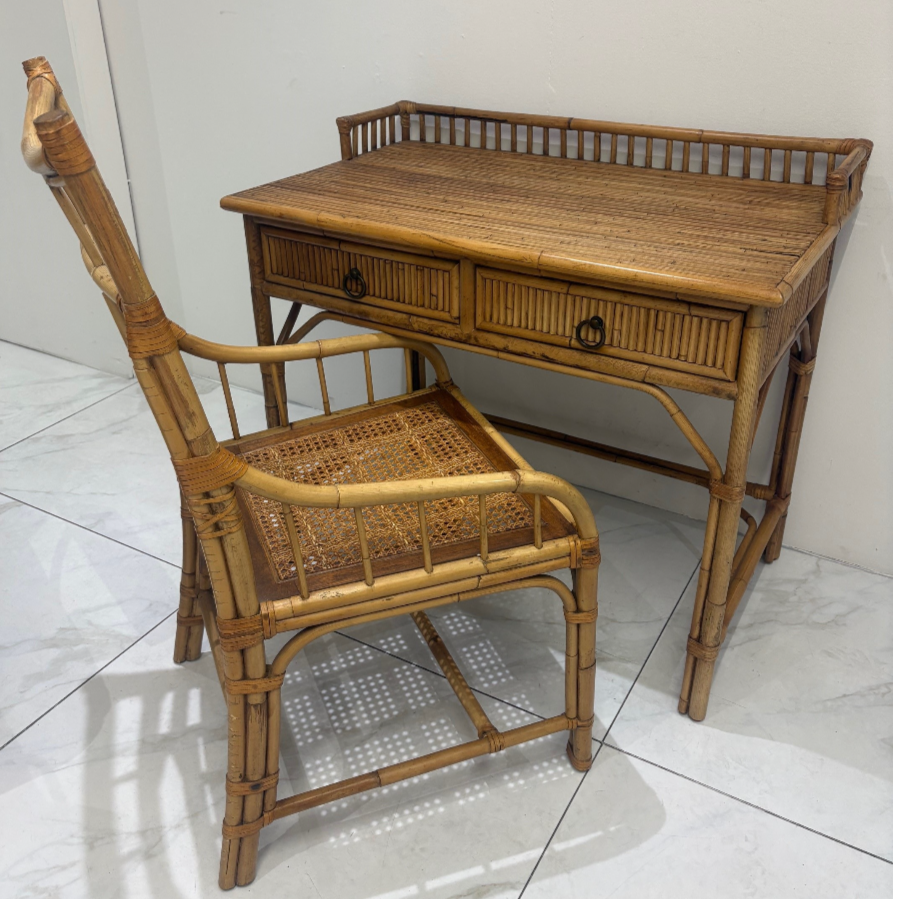 Mid Century Bamboo Writing Desk & Chair - VIN1216J/H Mid Century Bamboo Writing Desk & Chair - VIN1216J/H