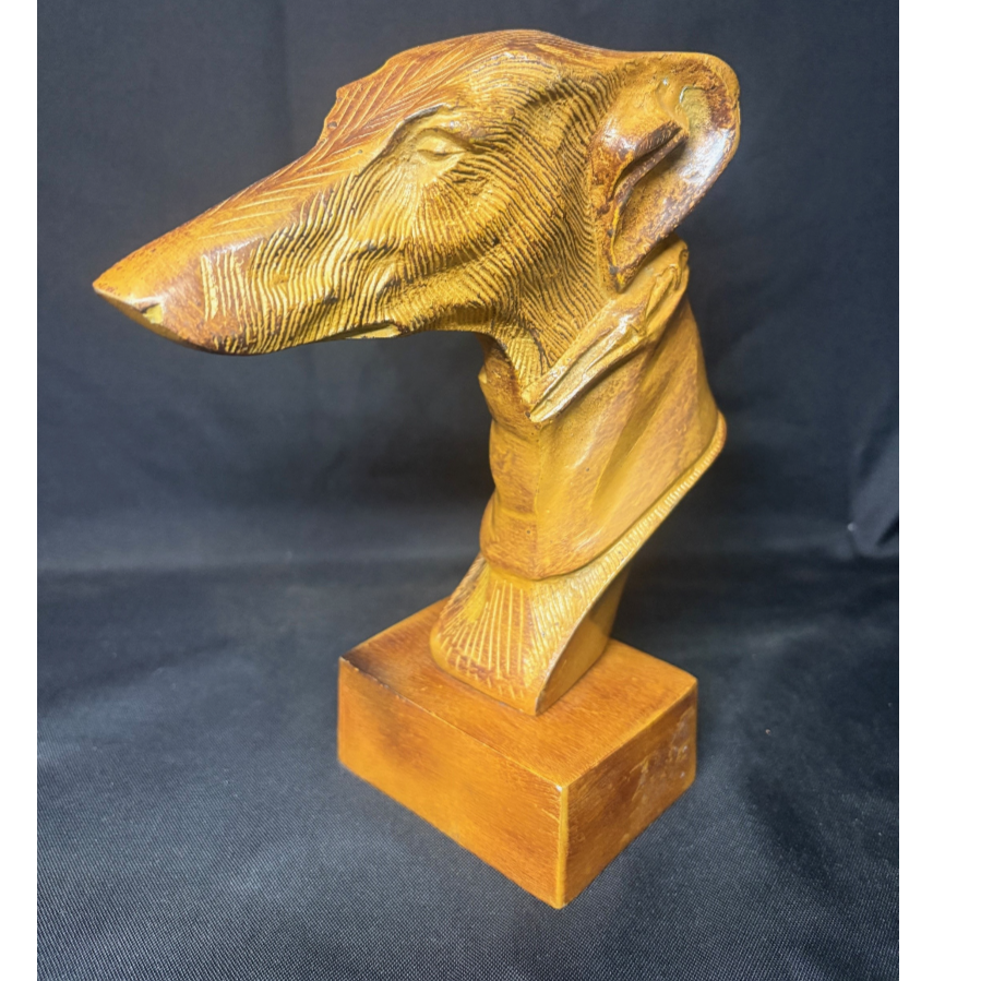 Riverdale Metal Greyhound Bust Mounted on a Wood Base - VIN1201H Riverdale Metal Greyhound Bust Mounted on a Wood Base - VIN1201H