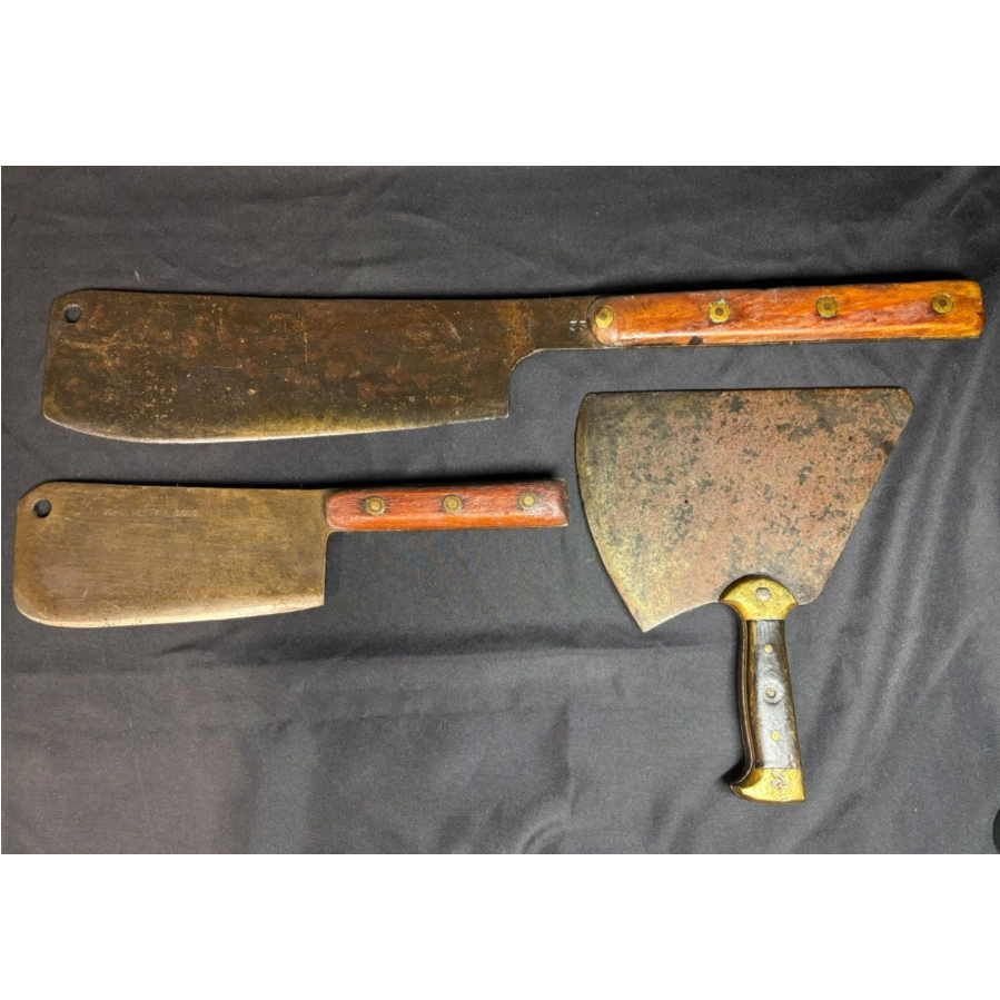 Vintage collection of meat cleavers - SET OF 3 - VIN1214C Vintage collection of meat cleavers - SET OF 3 - VIN1214C