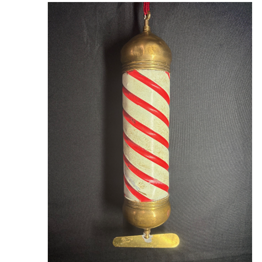 A rare, small antique mobile barbers pole hung on the outside of the barber/surgeons tent when on military campaigns - VIN1171C A rare, small antique mobile barbers pole hung on the outside of the barber/surgeons tent when on military campaigns - VIN1171C