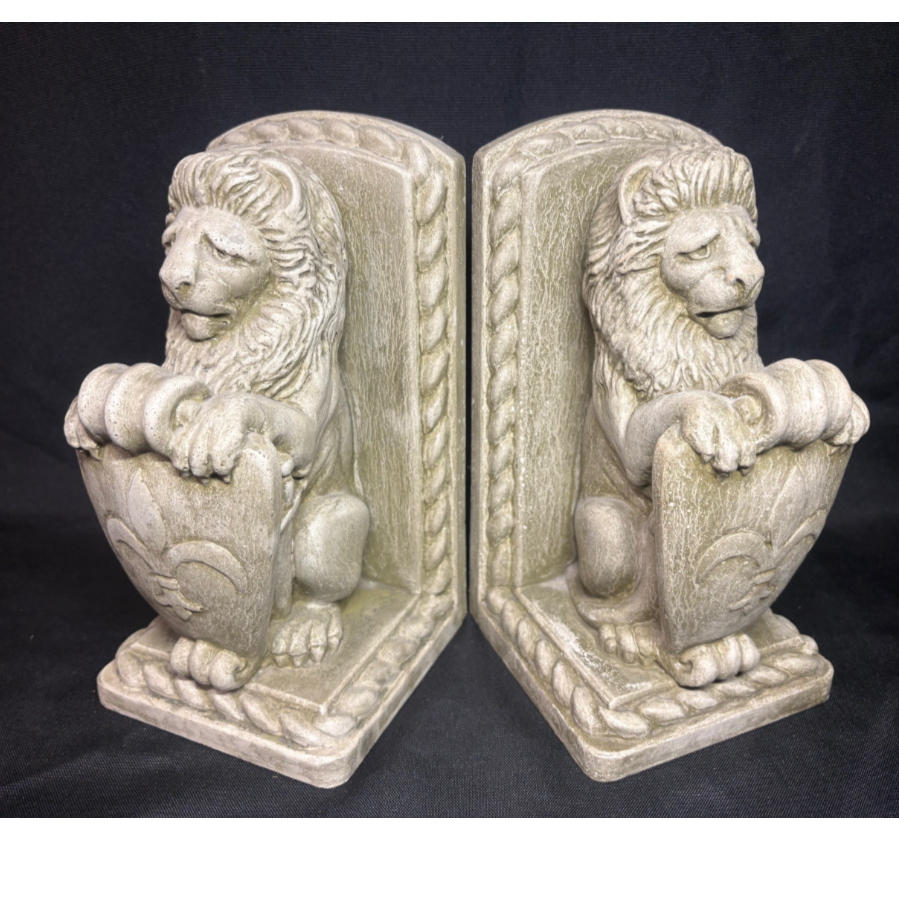 A Pair Of Stone Lion Bookends - VIN1210L A Pair Of Stone Lion Bookends - VIN1210L