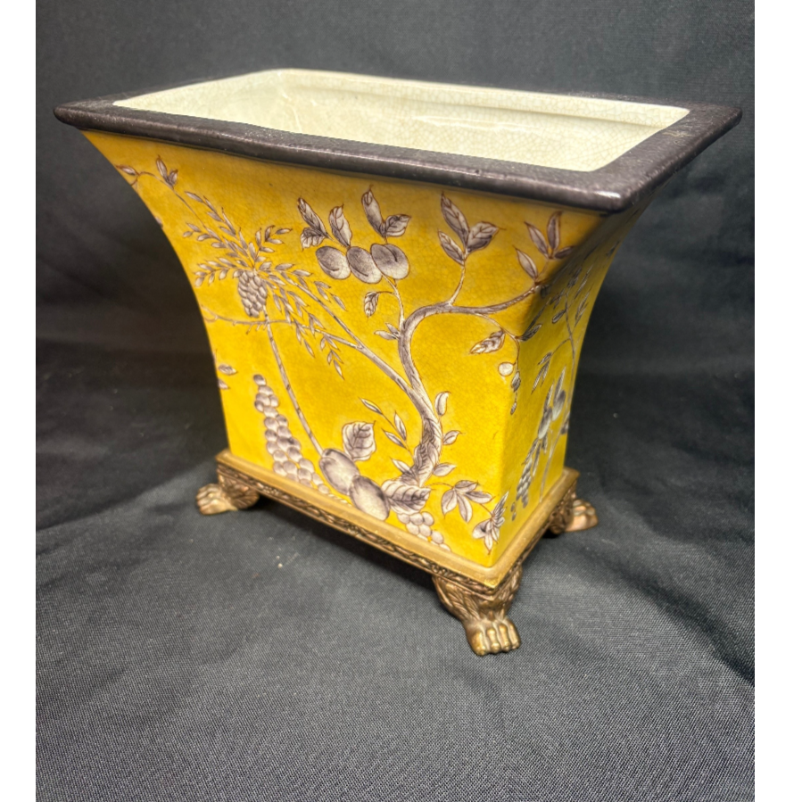 G & C - Denmark - Yellow Crackle Glaze Ceramic Vase - VIN1216R