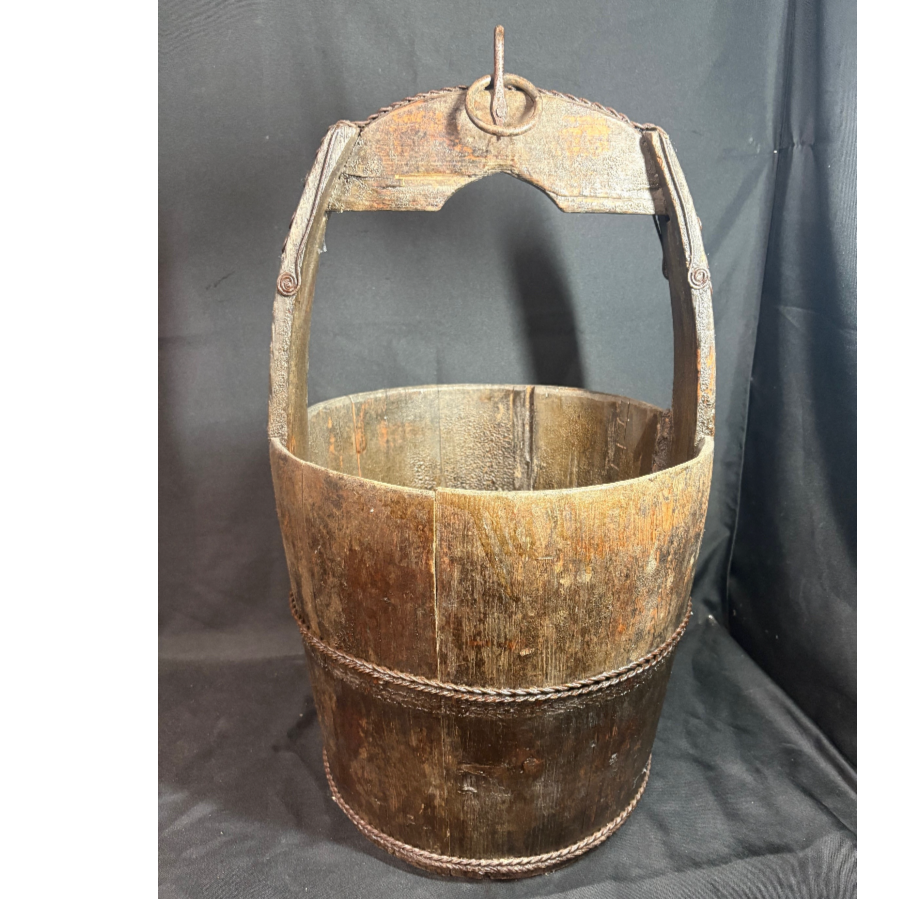 Iron Bound Wooden Well Bucket - VIN1201K