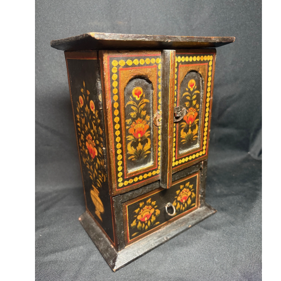 Hand-Painted Indian Folk Art Miniature Cabinet / Jewellery Box - VIN1215W