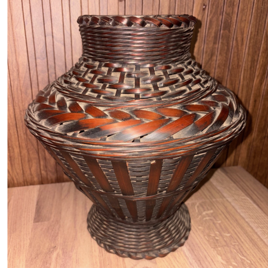 Old Hand Woven Rattan Bamboo Basket Vase - VIN1218C Old Hand Woven Rattan Bamboo Basket Vase - VIN1218C