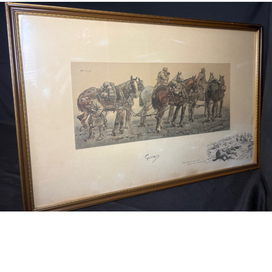 Hand coloured WW1 military print titled “Gunners” - VIN1223G Hand coloured WW1 military print titled “Gunners” - VIN1223G