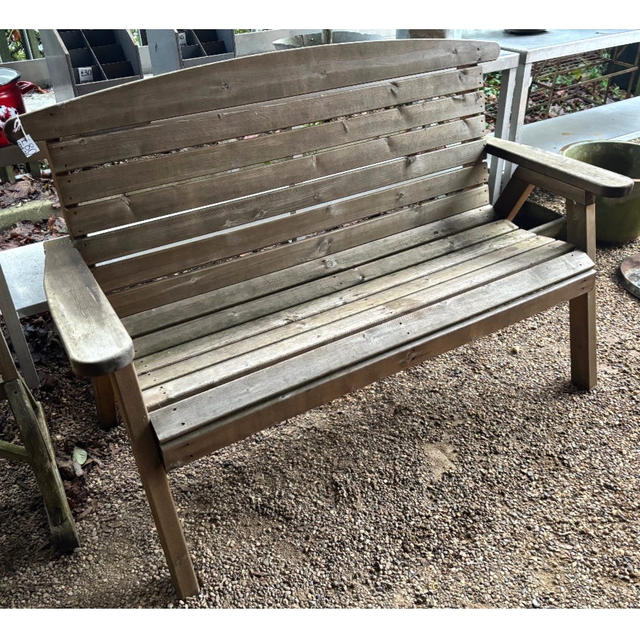Weathered two-seater wooden garden bench - VIN1194R