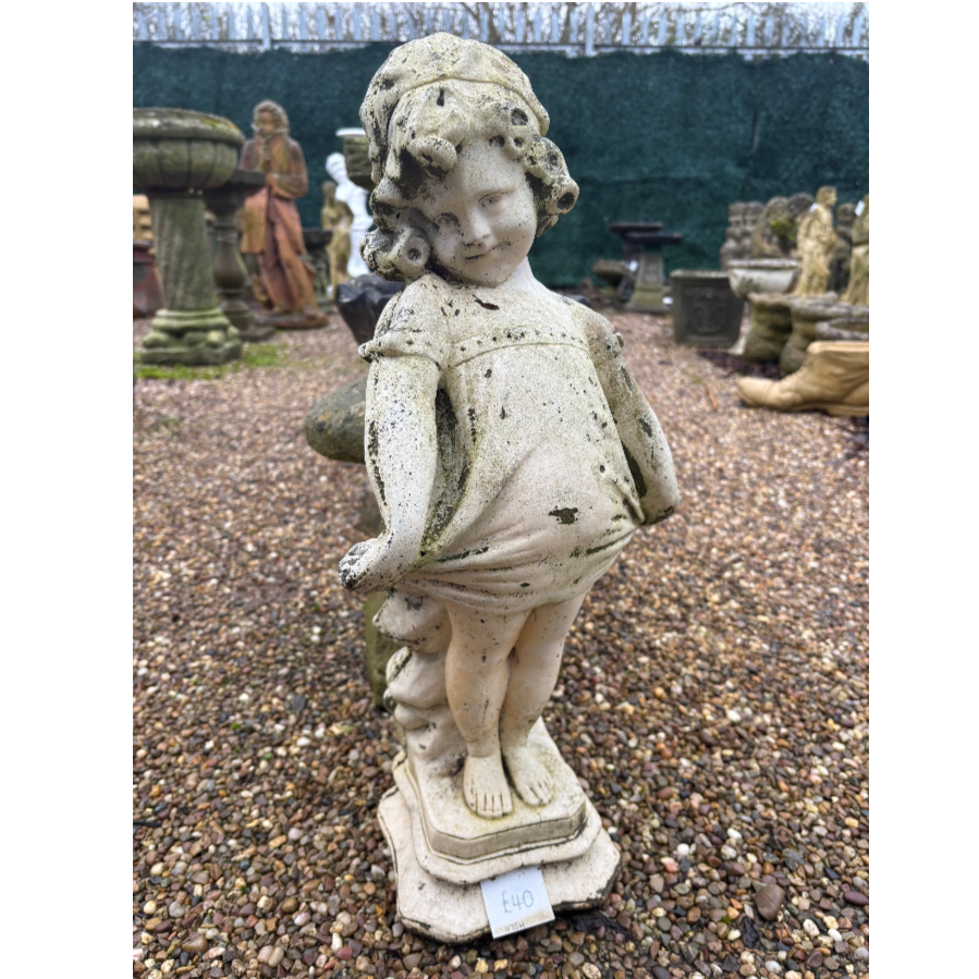 Vintage Reconstituted ‘Shy Girl’ Garden Ornament - VIN1175H