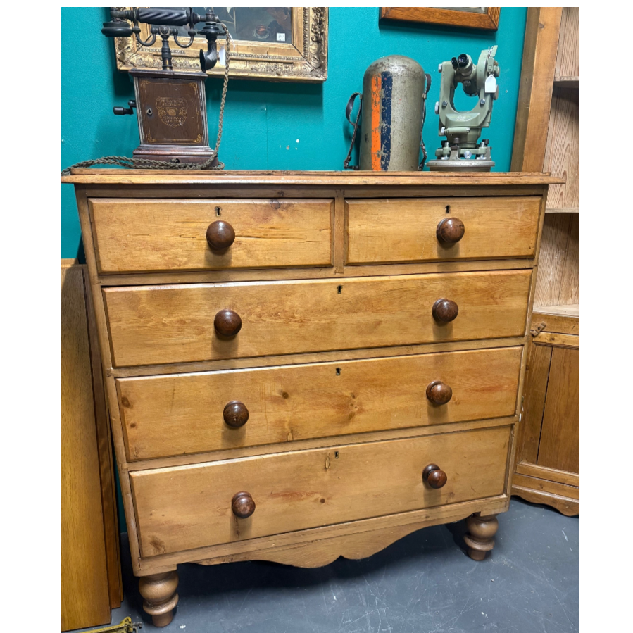 Victorian 2 Over 3 Pine Chest Of Drawers - VIN1214X