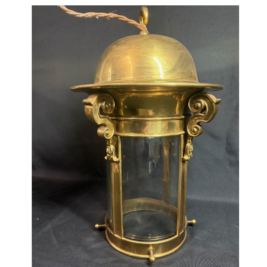 Solid Brass Ornate Ceiling Lamp With Clear Glass And Brass Ceiling Hook - VIN1218O