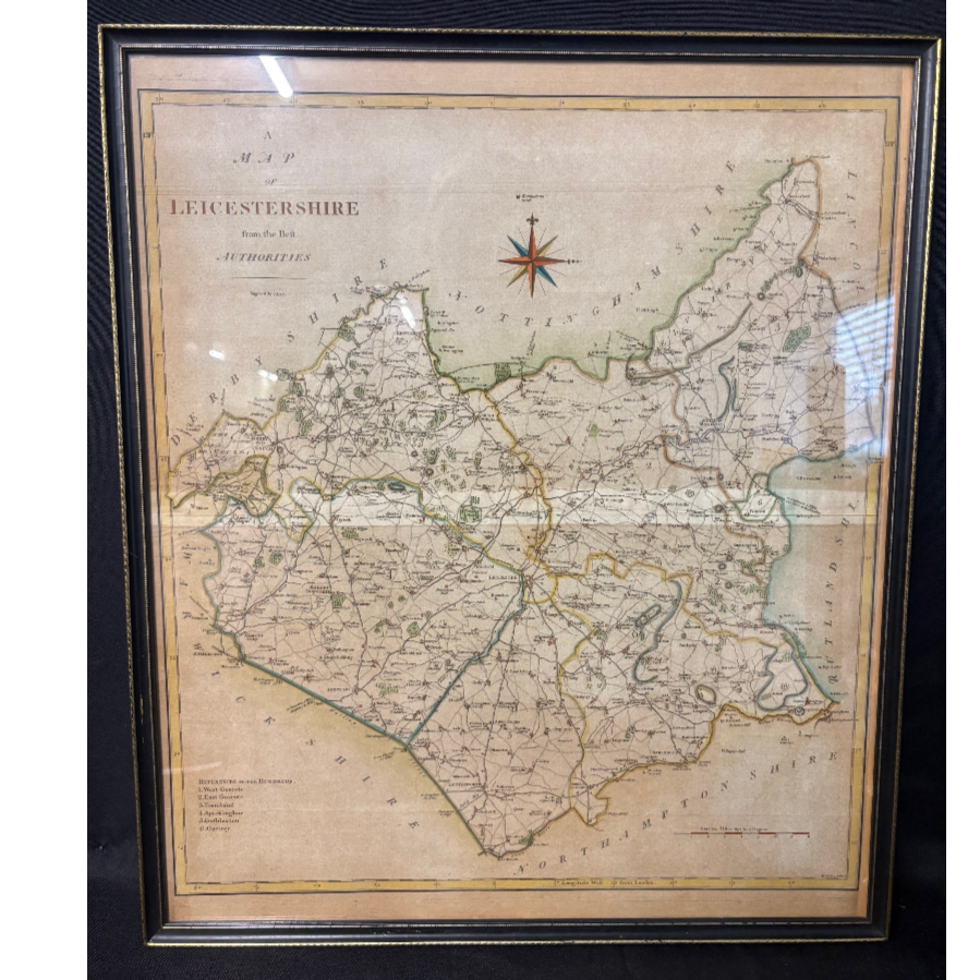 Antique Framed Map Of Leicestershire By John Cary - VIN1223L
