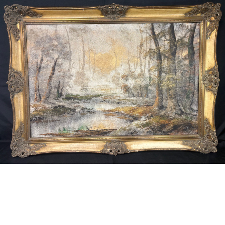 Ornate Gold Gilt Framed Oil On Canvas Painting - VIN1219X