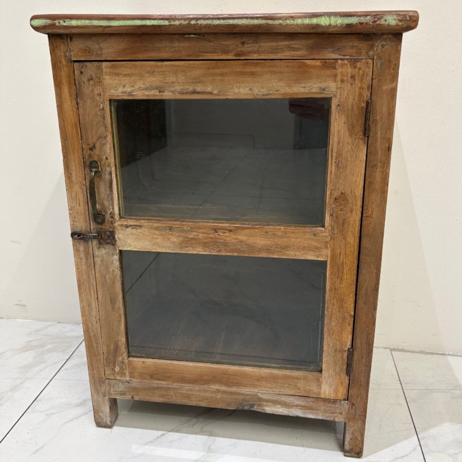 Small Rustic Reclaimed Wood Cabinet With Glazed Door - VIN1227E