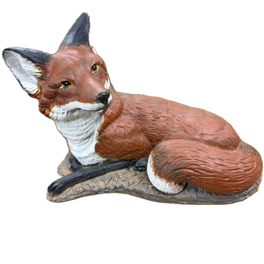Vintage Hand Painted Stone Fox Statues - 2 Available - VIN1229C