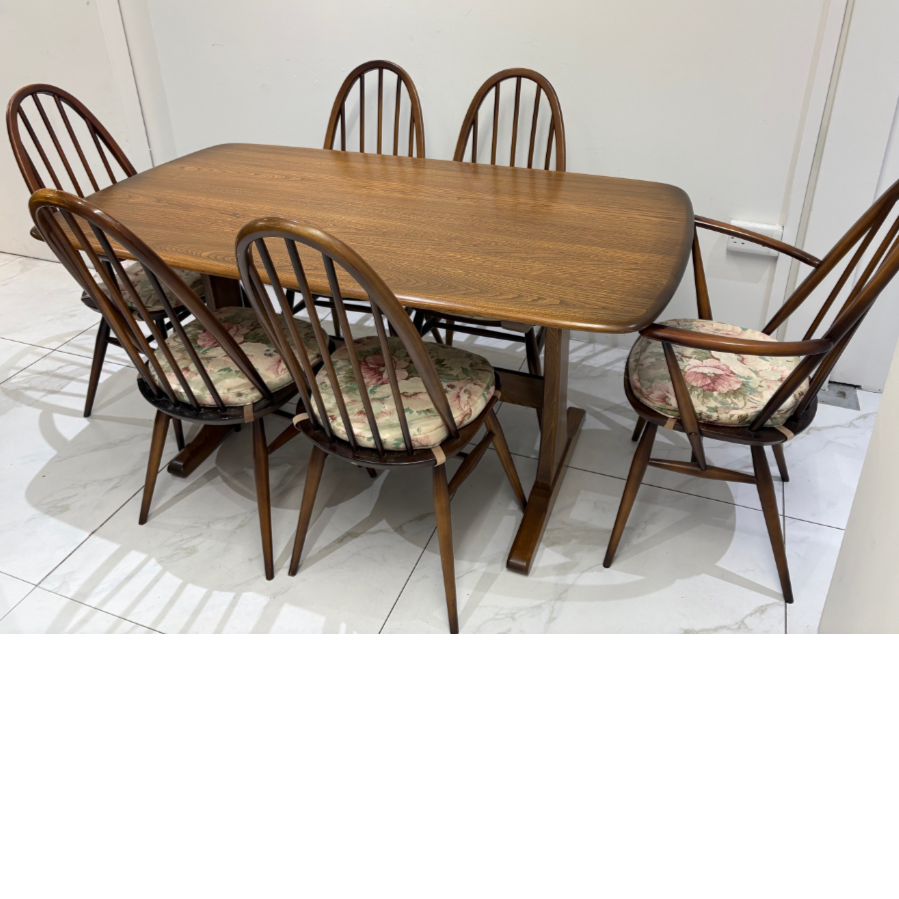 1960's Ercol Dining Table + 6 Chairs - VIN1231A