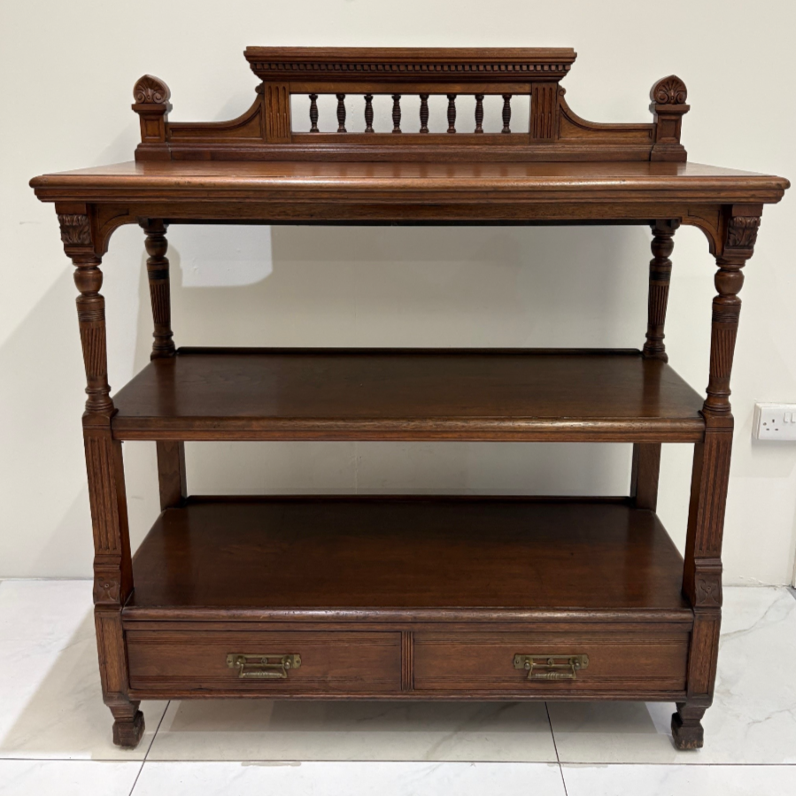 Antique Carved 3 Tier Mahogany Dumbwaiter - VIN1233G