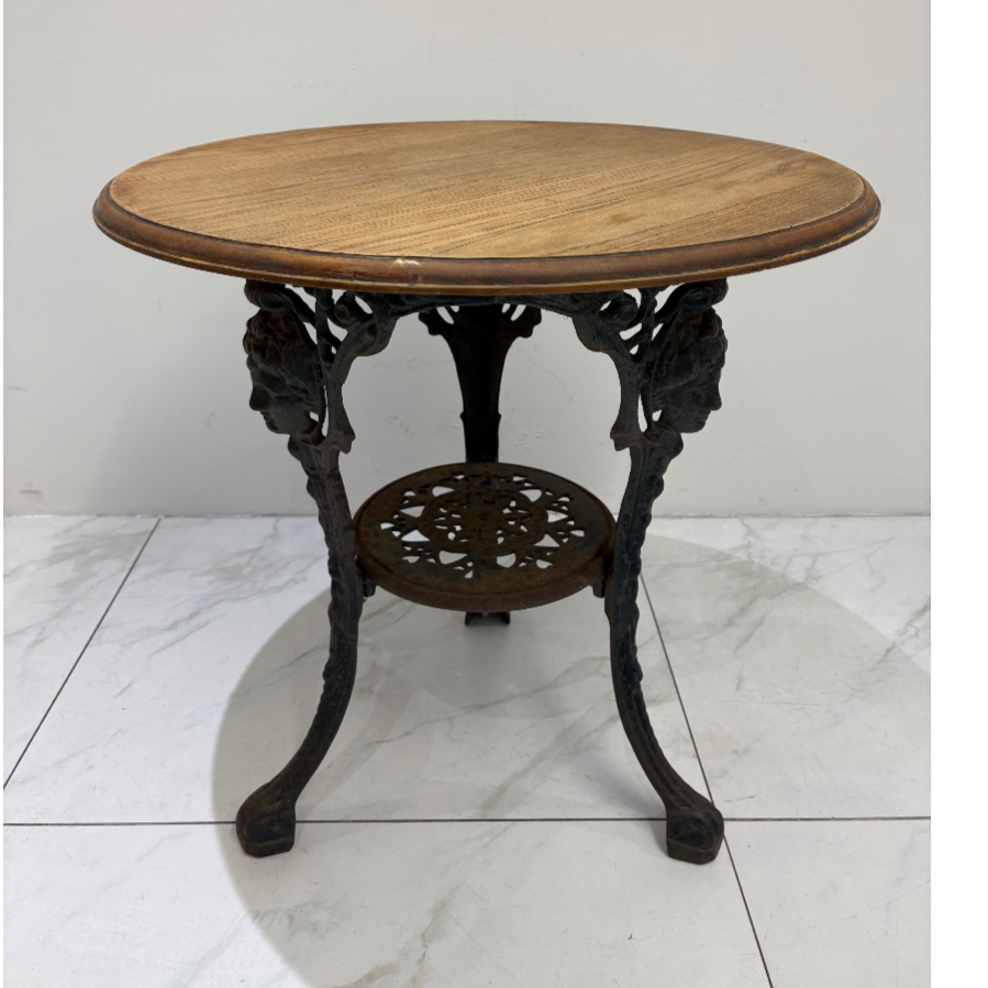 Antique Wooden top cast Iron Pub Table - vin 1234W