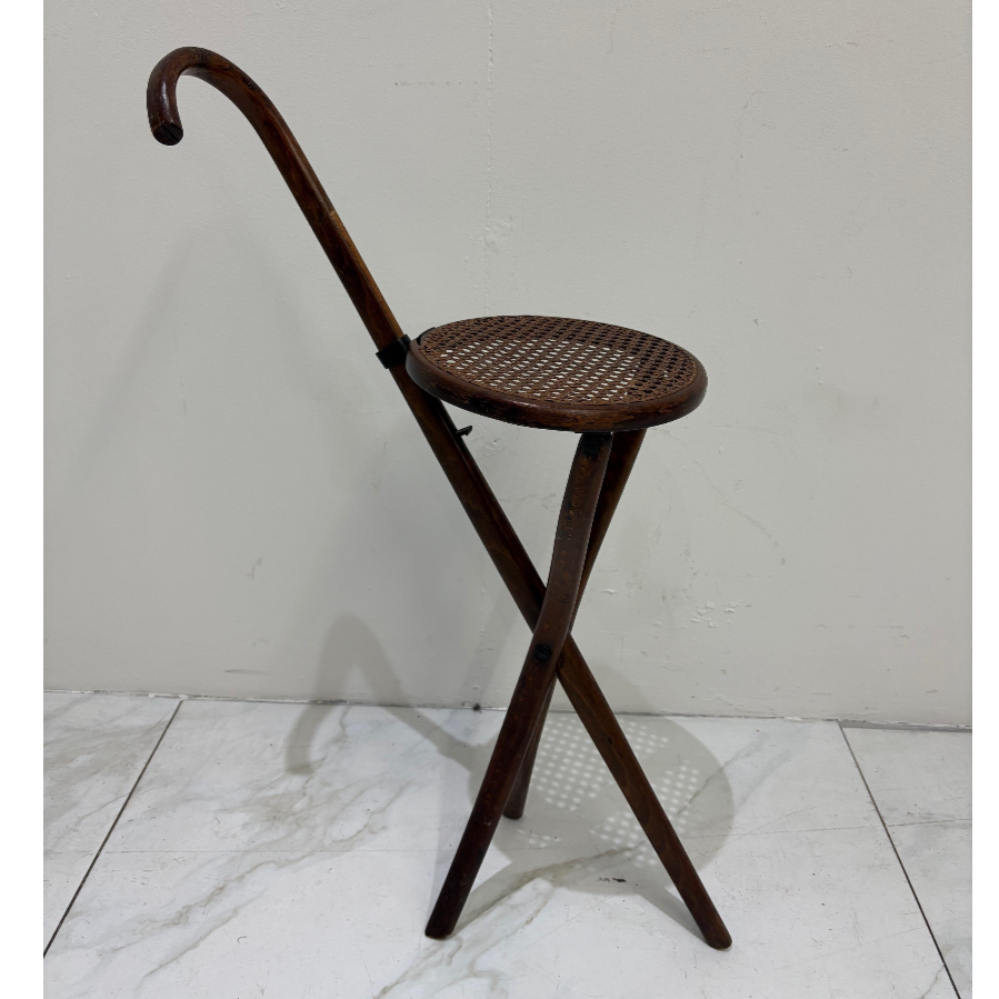 Antique Bentwood Walking Stick That Opens Up To A Three Legged Seat - VIN1116C Antique Bentwood Walking Stick That Opens Up To A Three Legged Seat - VIN1116C